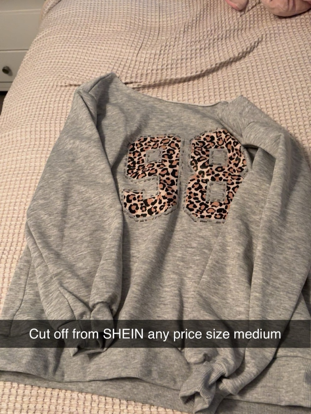 SHEIN Gray Sweatshirt with Leopard '98' Applique